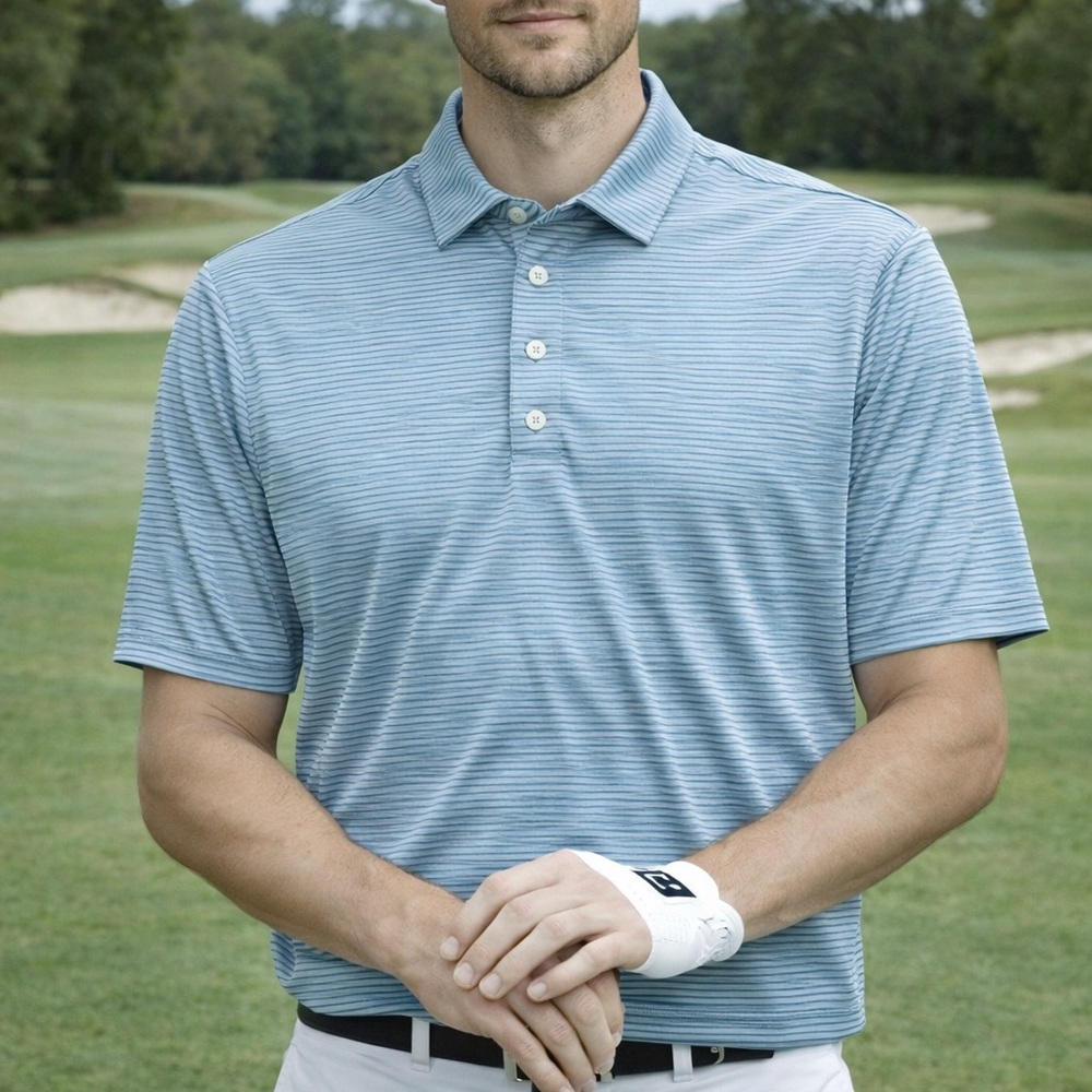 FootJoy Light Blue Striped Polo Shirt (261)